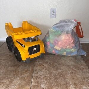 CAT Yellow Construction Dump Truck Toy Mega Bloks included